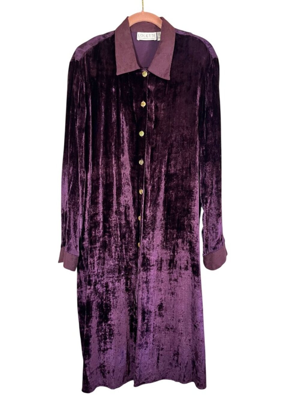Vintage Crush Velvet Coat Maxi Dress Purple XL Whimsical Romantic Boho Indie 90s